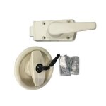 Serrure ronde + poignée compléte avec clé & barillet colorie blanc camping car caravane Serrure ronde + poignée compléte avec clé & barillet colorie blanc camping car caravane