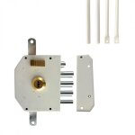 Serrure de s�ret� pour porte dentr�e avec tringles en applique 6 points blanc droite axe 60 mm 5 cl�s ...