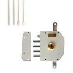 Serrure de s�ret� pour porte dentr�e avec tringles en applique 6 points blanc gauche axe 60 mm 5 cl�s ...