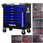 Servante datelier bm tools 9 / 7 monster - edition - blue 7 tiroirs pleins 1 porte & 1 tiroir vertical ...
