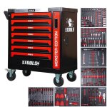 Servante datelier bm tools 9 / 7 monster - edition - red 7 tiroirs pleins 1 porte & 1 tiroir vertical ...