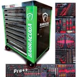 Servante datelier complte barracuda tools verte pro + + 8 tiroirs 8 outills - 4 roues 2 freins - chariot ...