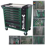 Servante datelier kraft muller km - xxl - 8 / 7 tool vert armee 309 outils avec cl dynamo 7 tiroirs ...