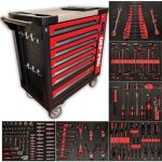 Servante datelier - pleine (201 outils) - 7 tiroirs - defpro - acier - rouge