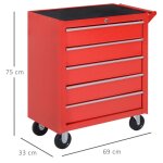 Servante datelier avec roulettes servante � outils avec 5 tiroirs verrouillable chariot avec tapis eva ...