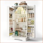 Servers sideboards &amp buffets - buffet de cuisine landais led avec �tag�res ajustables - blanc