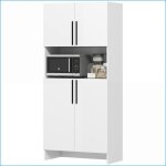 Servers sideboards &amp buffets - rangement cuisine avec plateau micro - ondes - blanc