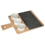 Set apritif - jja - plateau en bambou et ardoise - 4 pices - lgant - compatible lave - vaisselle