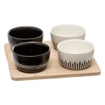 Service apritif 5 pices ethnique 23cm noir & blanc