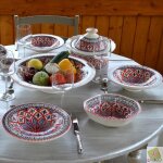 Service  couscous assiettes creuses bakir rouge - 8 pers
