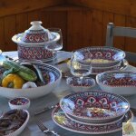 Service  couscous assiettes creuses et jatte bakir rouge - 6 pers