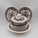 Service � couscous assiettes creuses marocain noir - 8 pers