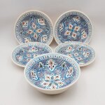 Service  couscous assiettes creuses marocain turquoise - 4 pers