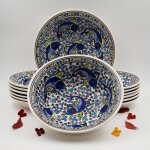 Service � couscous assiettes creuses poissons bleus - 12 pers