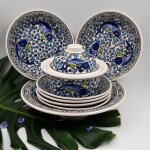 Service  couscous assiettes creuses poissons bleus - 6 pers