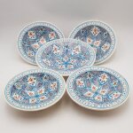 Service  couscous assiettes creuses tebsis marocain turquoise - 4 pers