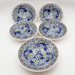 Service � couscous assiettes creuses tebsis poissons bleus - 4 pers