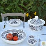 Service  couscous assiettes jattes bakir gris - 12 pers