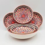 Service  couscous assiettes jattes bakir rouge - 4 pers