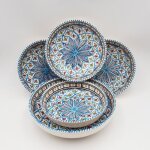 Service  couscous assiettes jattes bakir turquoise - 4 pers