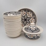 Service � couscous assiettes jattes marocain noir - 12 pers