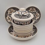 Service � couscous assiettes jattes marocain noir - 8 pers