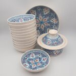 Service � couscous assiettes jattes marocain turquoise - 12 pers