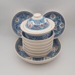 Service  couscous assiettes jattes marocain turquoise - 8 pers