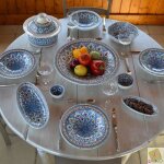 Service � couscous assiettes tebsis bakir turquoise - 6 pers