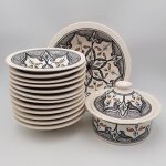 Service � couscous assiettes tebsi marocain noir - 12 pers