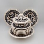 Service � couscous assiettes tebsi marocain noir - 8 pers