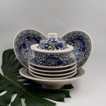 Service � couscous assiettes tebsi poissons bleus - 6 pers