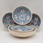 Service  couscous assiettes jattes marocain turquoise - 4 pers