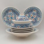 Service � couscous marocain turquoise assiettes creuses - 6 pers