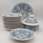 Service  couscous marocain turquoise assiettes creuses - 12 pers