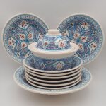 Service � couscous marocain turquoise assiettes creuses - 8 pers