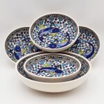 Service  couscous assiettes creuses jatte poissons bleus - 4 pers