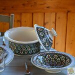 Service � couscous assiettes tebsis bakir vert - 8 pers