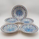 Service  couscous assiettes creuses tebsis bakir turquoise - 4 pers