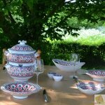 Service couscoussier avec assiettes tebsis bakir rouge - 6 pers