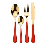 Service dargenterie - or rouge - 4 pi�ces - acier inoxydable - compatible lave - vaisselle - pour adultes ...