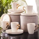 Service  expresso - karaca - pippo - 6 tasses - porcelaine - blanc
