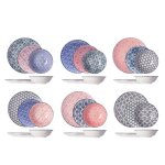 Service en grs delirio 18 pices : 6 assiettes plates d235cm + 6 assiettes creuses d15xh48cm + 6 assiettes ...