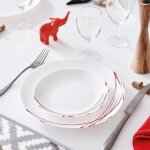 Service de table 18 pi�ces domitille rouge - arcopal - p3363 - opale - blanc - uni