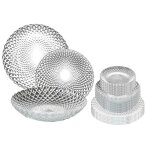 Service de table 18 pi�ces en verre effet rosaces diamants - assiettes toutes en verre