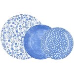 Service de table - bidasoa - 18 pices - porcelaine - 6 assiettes plates - 3 motifs diffrents