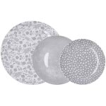 Service de table - bidasoa - 18 pices - porcelaine - 6 assiettes plates - 3 motifs diffrents