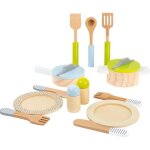 Service de table - small foot - casseroles en bois - couverts inclus - dimensions : 8 cm - 95 cm