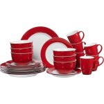 Service de table - doppio rouge - 24 pi�ces - porcelaine - compatible lave - vaisselle