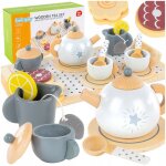 Service � th� en bois - green series - gs0444 - 17 pi�ces - couleurs pastel - pour enfants